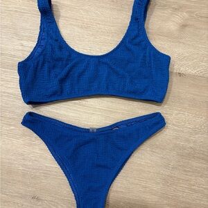 Blue Textured Bikini Set